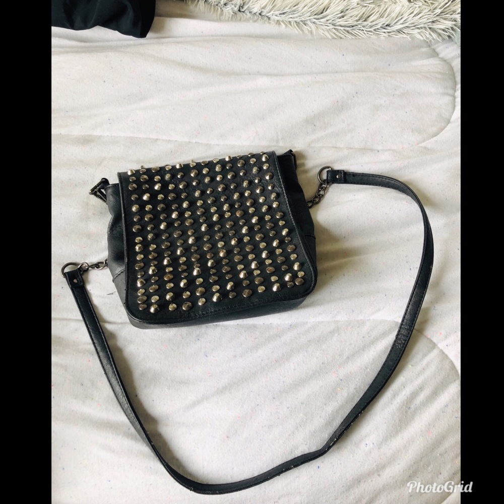 Leather Rhinestone crossbody bag